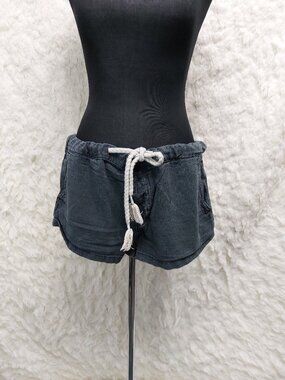 Free People Womens Black Linen Blend jersey Shorts Size M